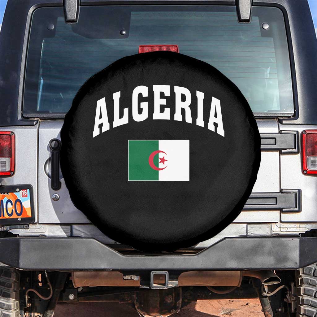 Classic Algeria Varsity Athletic Style Spare Tire Cover Proud Patriotic Algerian Flag TS02 No hole Black Print Your Wear