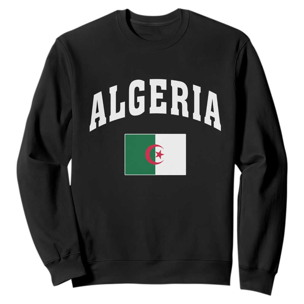 Classic Algeria Varsity Athletic Style Sweatshirt Proud Patriotic Algerian Flag TS02 Black Print Your Wear