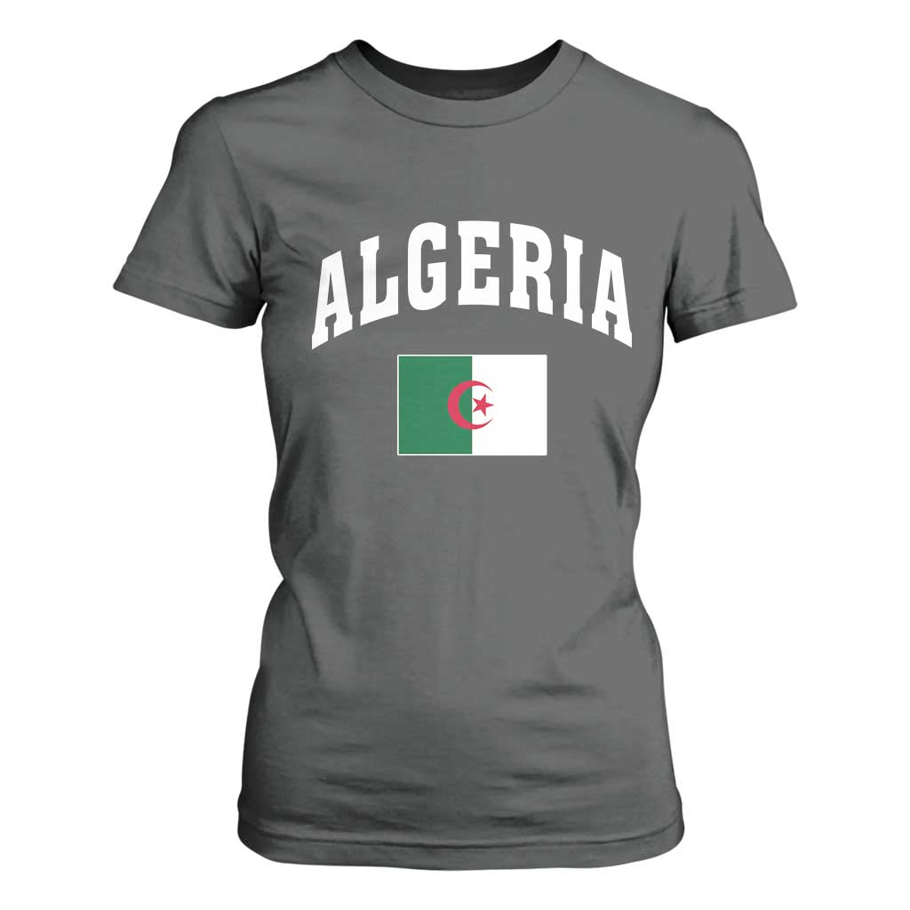 Classic Algeria Varsity Athletic Style T Shirt For Women Proud Patriotic Algerian Flag