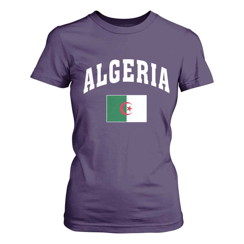 Classic Algeria Varsity Athletic Style T Shirt For Women Proud Patriotic Algerian Flag