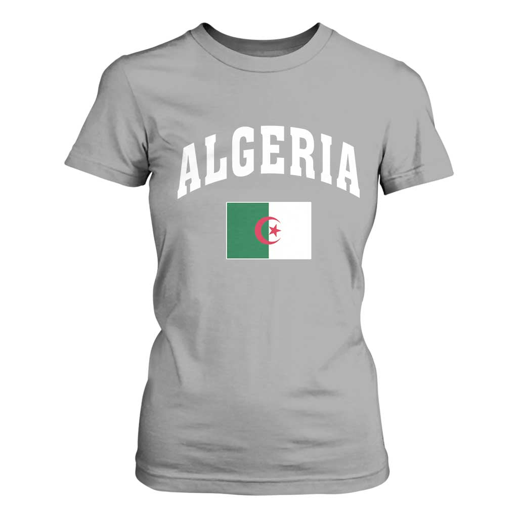 Classic Algeria Varsity Athletic Style T Shirt For Women Proud Patriotic Algerian Flag