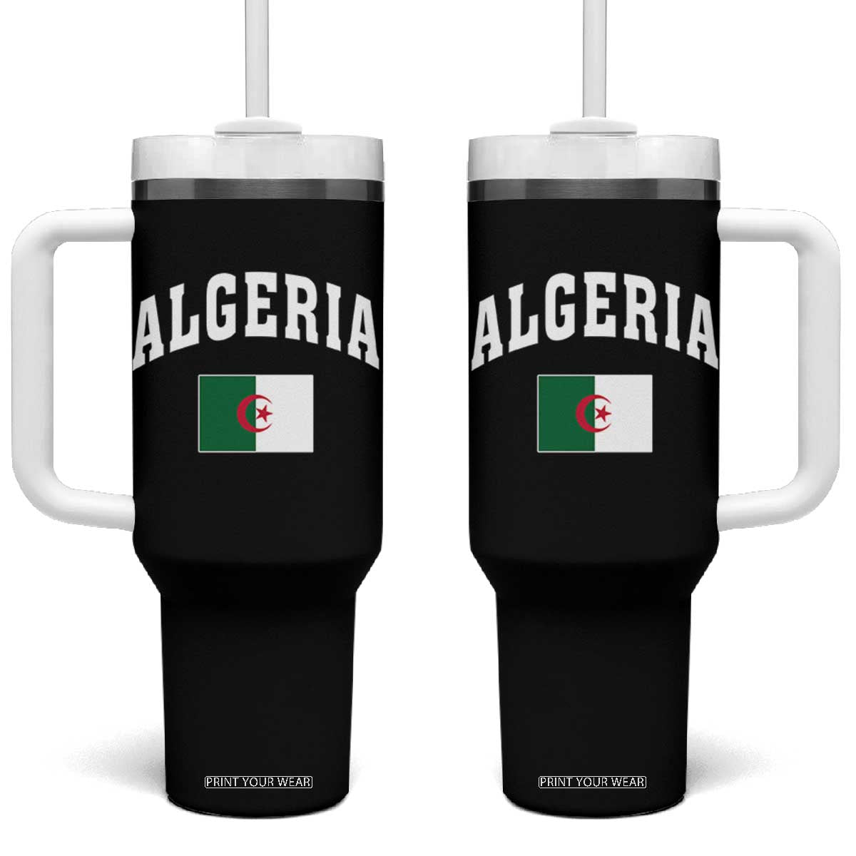 Classic Algeria Varsity Athletic Style Tumbler With Handle Proud Patriotic Algerian Flag