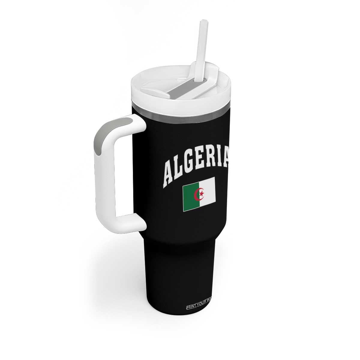 Classic Algeria Varsity Athletic Style Tumbler With Handle Proud Patriotic Algerian Flag