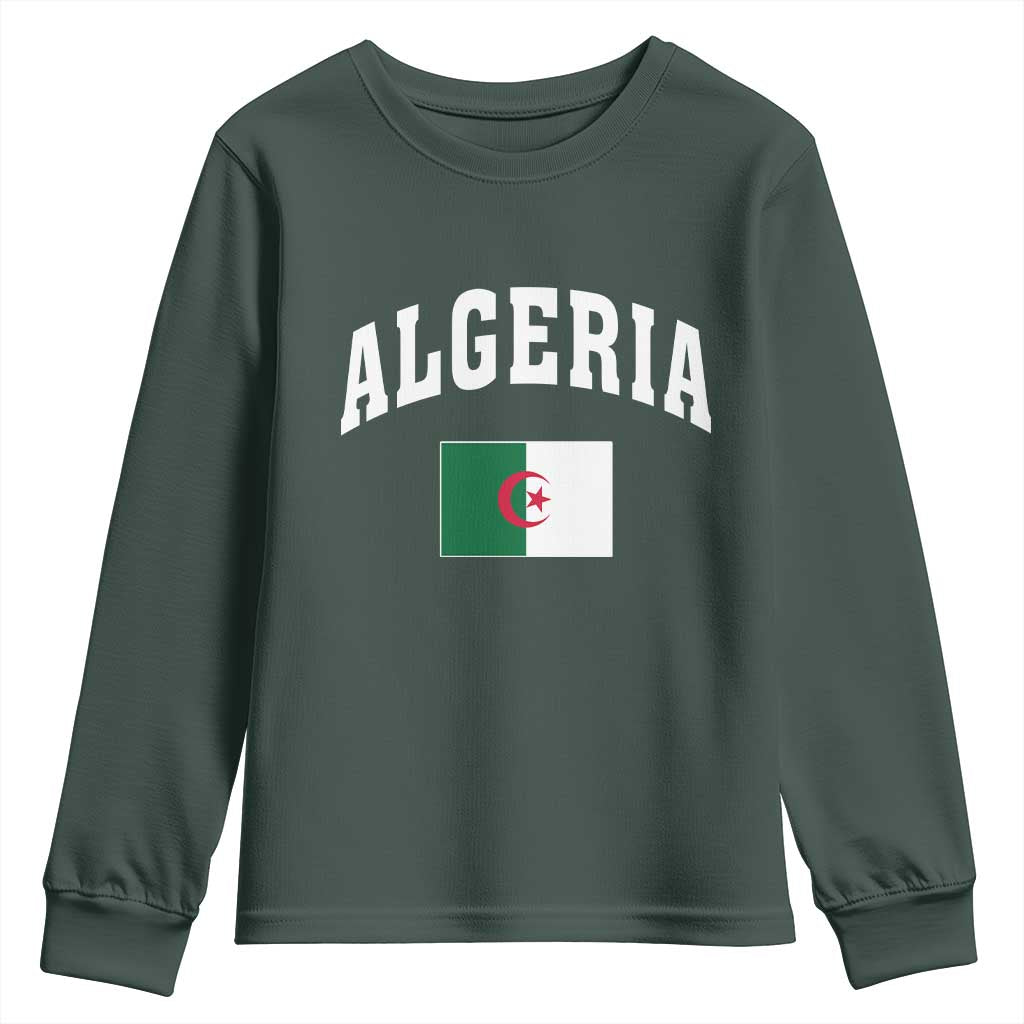 Classic Algeria Varsity Athletic Style Youth Sweatshirt Proud Patriotic Algerian Flag