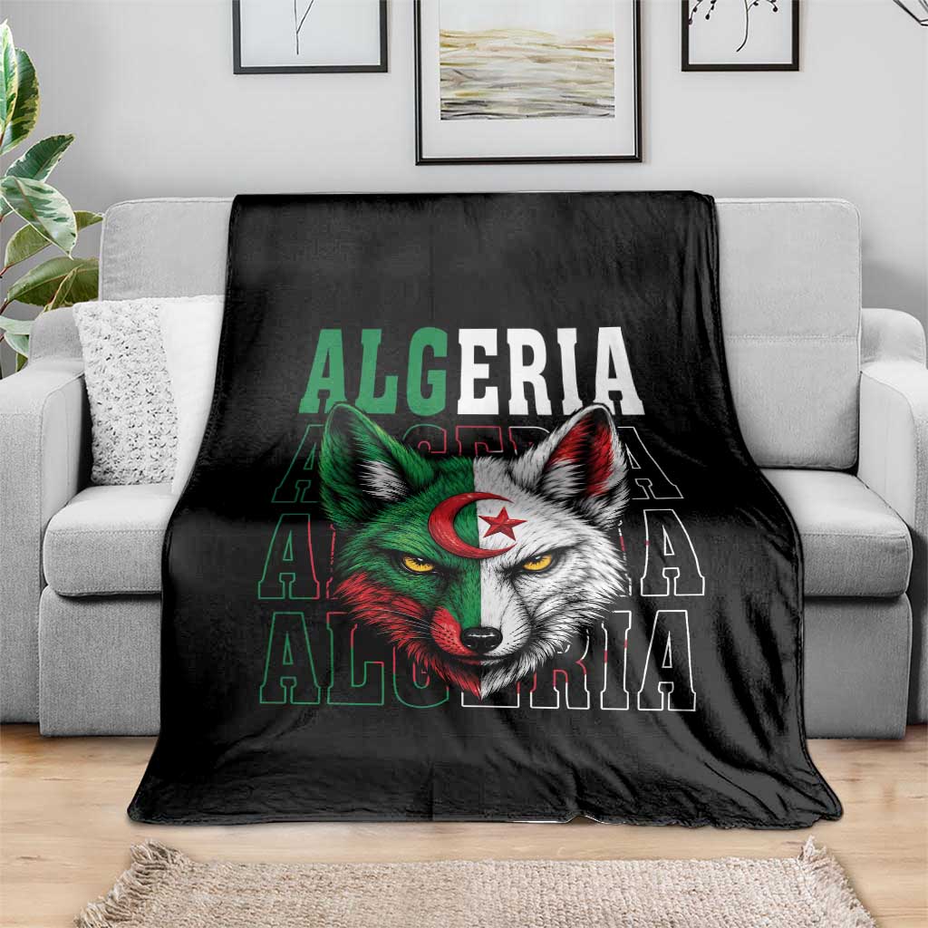 Algerian Fennec Fox Face Algeria National Flag Graphic Throw Blanket Proud North African Desert Animal TS02 Print Your Wear