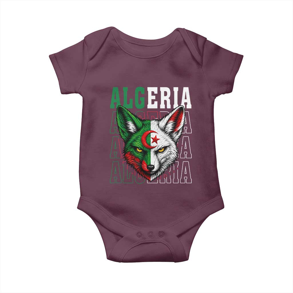 Algerian Fennec Fox Face Algeria National Flag Graphic Baby Onesie Proud North African Desert Animal