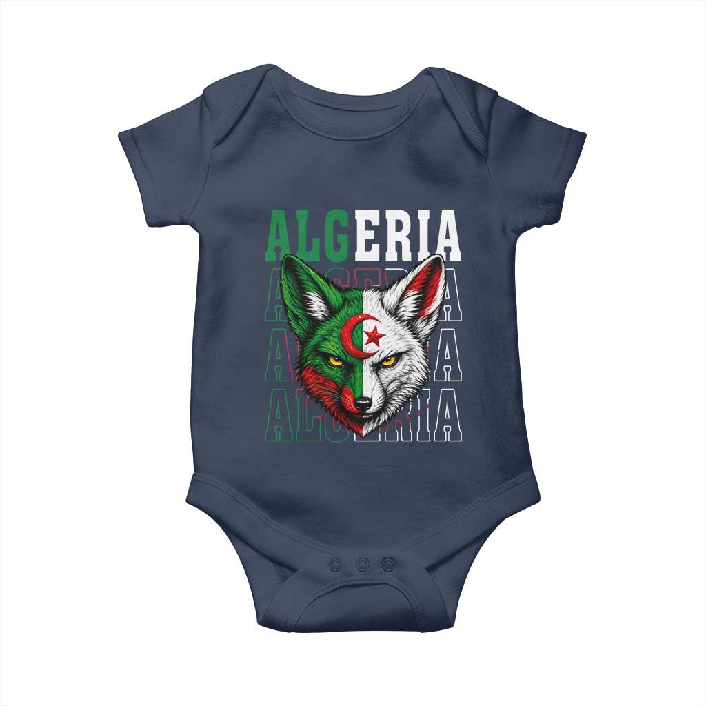 Algerian Fennec Fox Face Algeria National Flag Graphic Baby Onesie Proud North African Desert Animal
