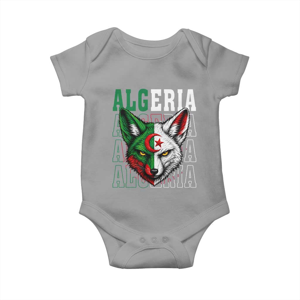 Algerian Fennec Fox Face Algeria National Flag Graphic Baby Onesie Proud North African Desert Animal