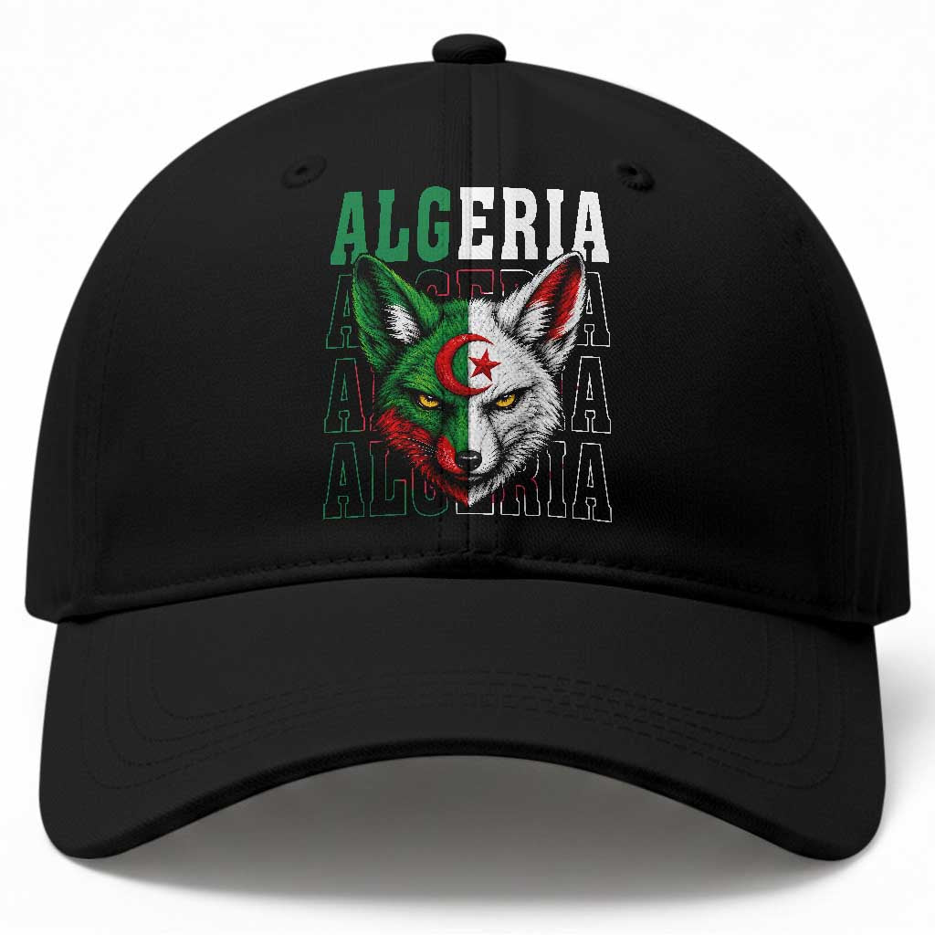 Algerian Fennec Fox Face Algeria National Flag Graphic Baseball Cap Proud North African Desert Animal