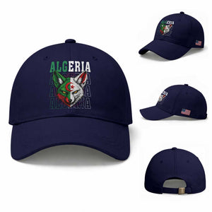Algerian Fennec Fox Face Algeria National Flag Graphic Baseball Cap Proud North African Desert Animal