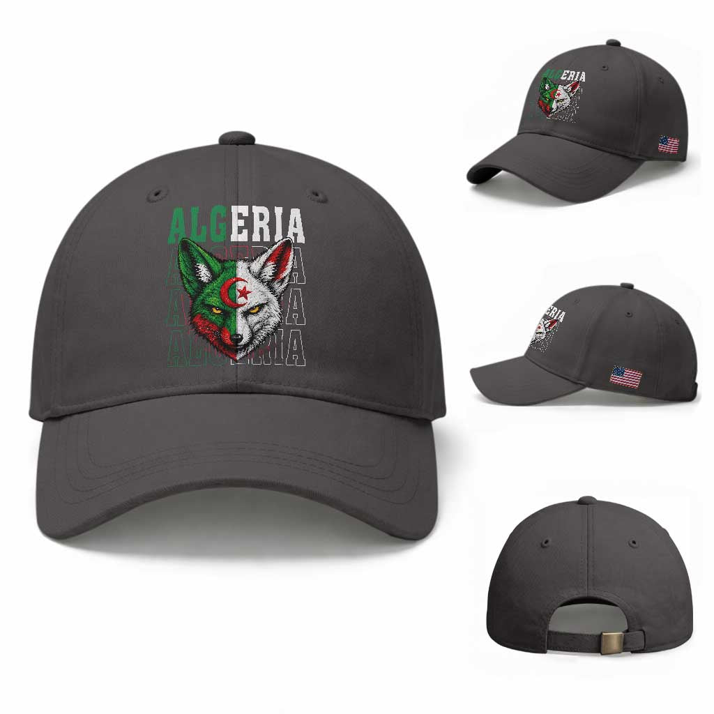 Algerian Fennec Fox Face Algeria National Flag Graphic Baseball Cap Proud North African Desert Animal