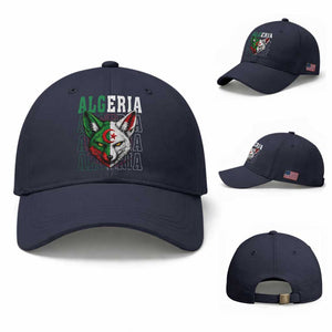 Algerian Fennec Fox Face Algeria National Flag Graphic Baseball Cap Proud North African Desert Animal