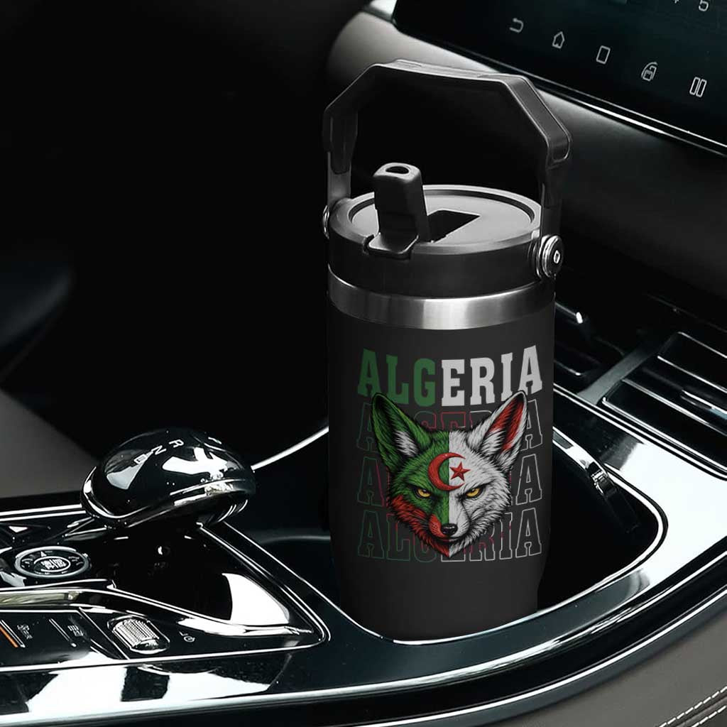Algerian Fennec Fox Face Algeria National Flag Graphic Flip Straw Tumbler Proud North African Desert Animal TS02 Print Your Wear