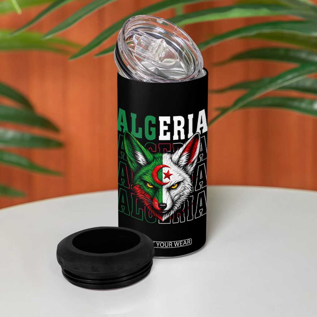 Algerian Fennec Fox Face Algeria National Flag Graphic 4 in 1 Can Cooler Tumbler Proud North African Desert Animal TS02 Print Your Wear