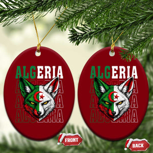 Algerian Fennec Fox Face Algeria National Flag Graphic Ceramic Ornament Proud North African Desert Animal