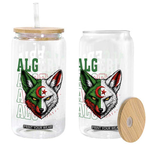 Algerian Fennec Fox Face Algeria National Flag Graphic Glass Can Proud North African Desert Animal TS02 Print Your Wear