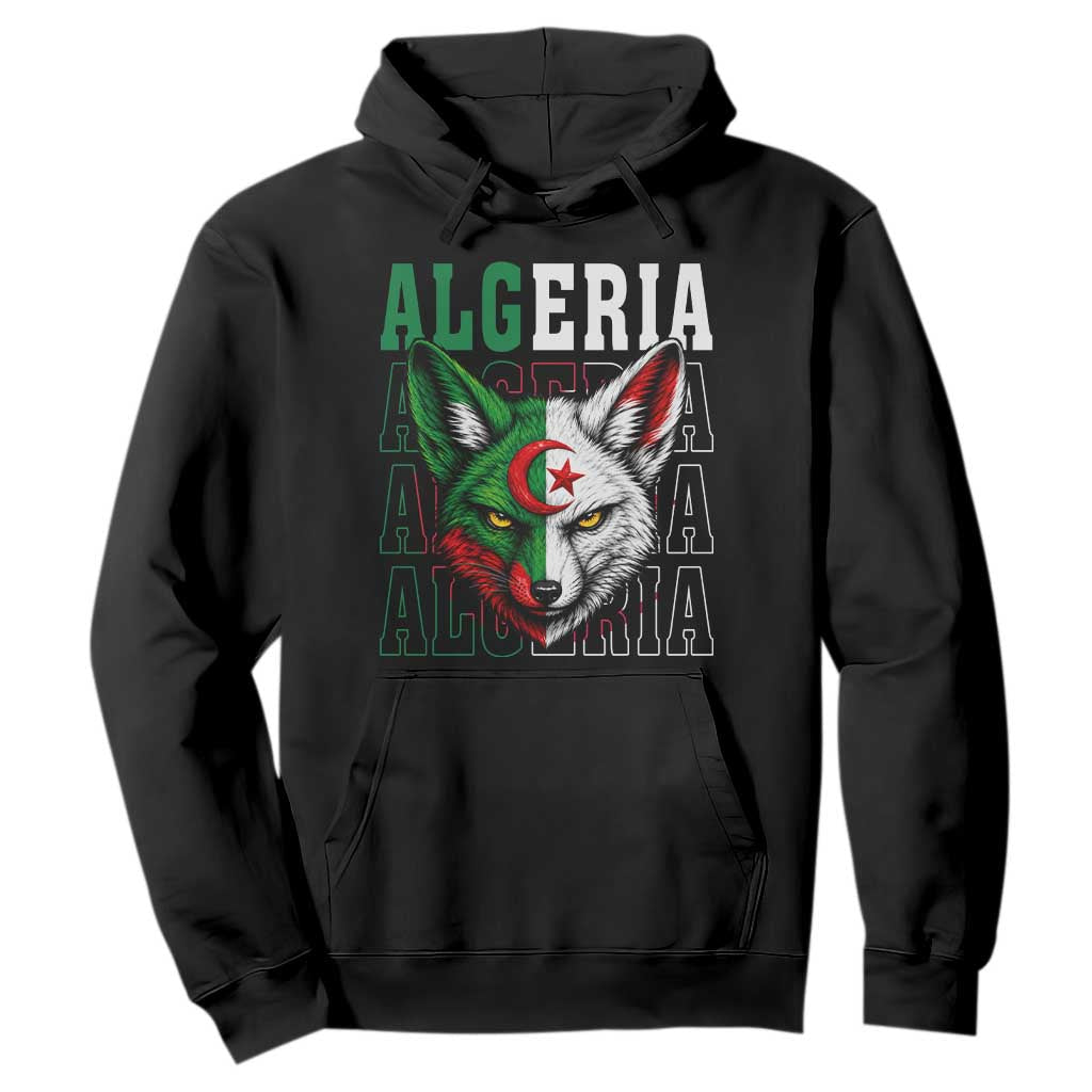 Algerian Fennec Fox Face Algeria National Flag Graphic Hoodie Proud North African Desert Animal TS02 Black Print Your Wear