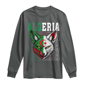 Algerian Fennec Fox Face Algeria National Flag Graphic Long Sleeve Shirt Proud North African Desert Animal