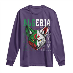 Algerian Fennec Fox Face Algeria National Flag Graphic Long Sleeve Shirt Proud North African Desert Animal