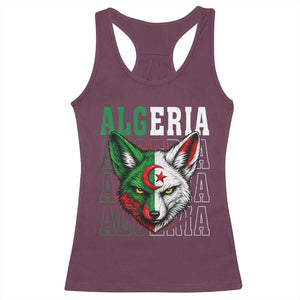 Algerian Fennec Fox Face Algeria National Flag Graphic Racerback Tank Top Proud North African Desert Animal