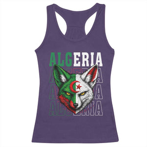Algerian Fennec Fox Face Algeria National Flag Graphic Racerback Tank Top Proud North African Desert Animal