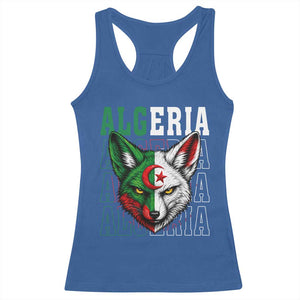 Algerian Fennec Fox Face Algeria National Flag Graphic Racerback Tank Top Proud North African Desert Animal