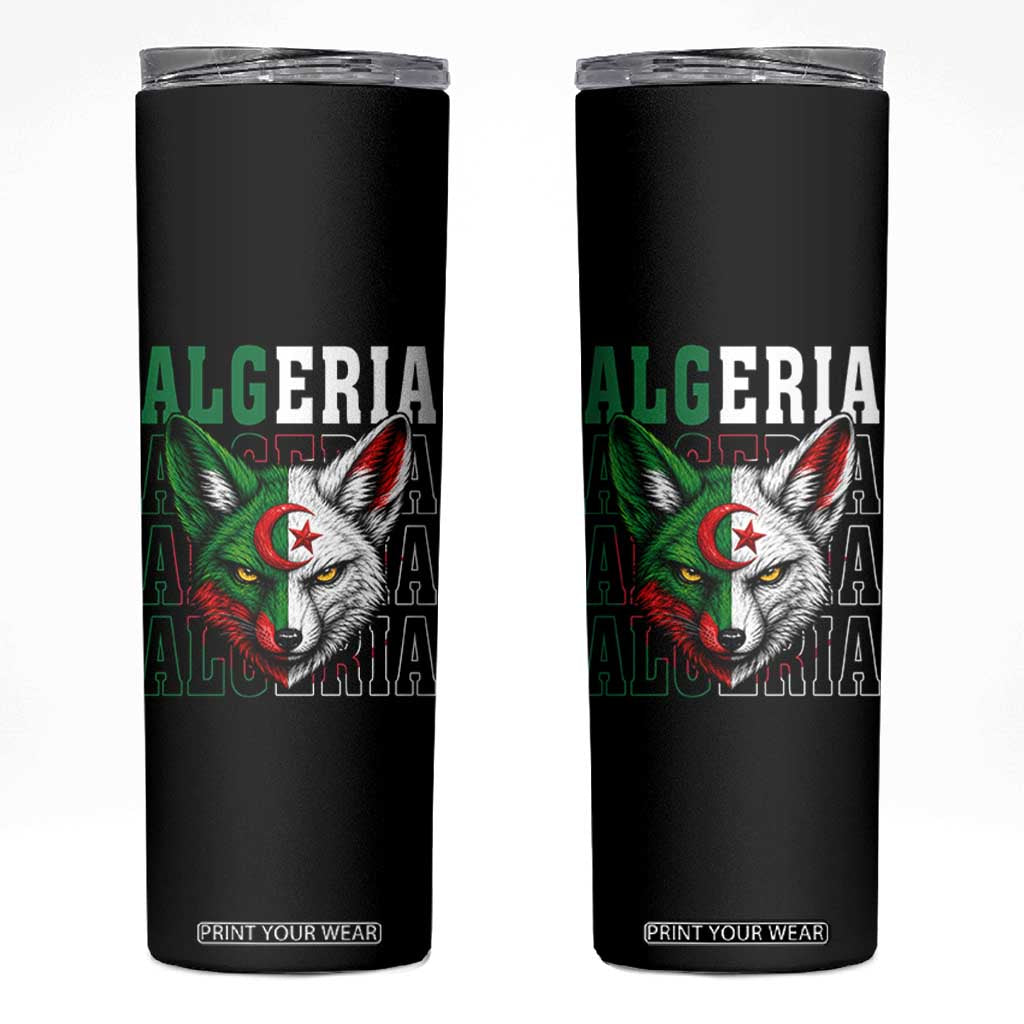 Algerian Fennec Fox Face Algeria National Flag Graphic Skinny Tumbler Proud North African Desert Animal TS02 Black Print Your Wear