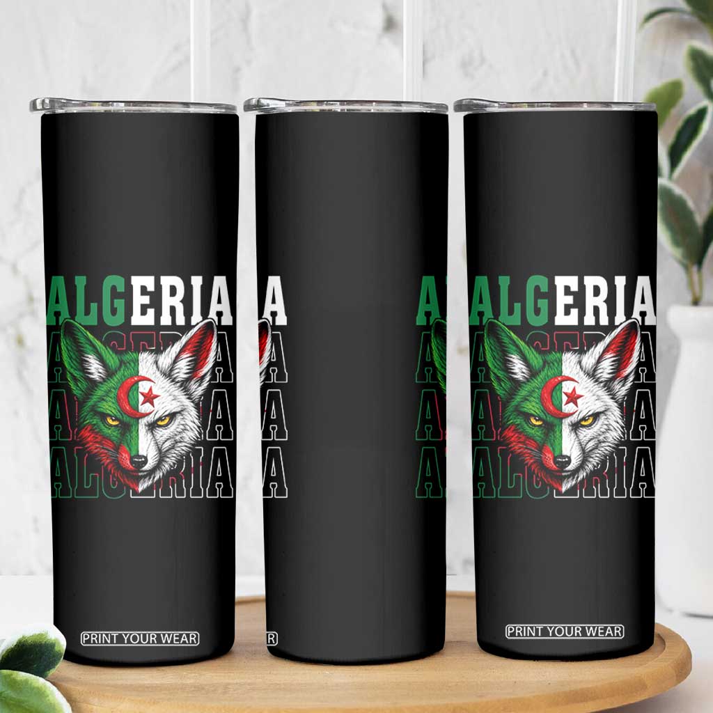 Algerian Fennec Fox Face Algeria National Flag Graphic Skinny Tumbler Proud North African Desert Animal TS02 Print Your Wear