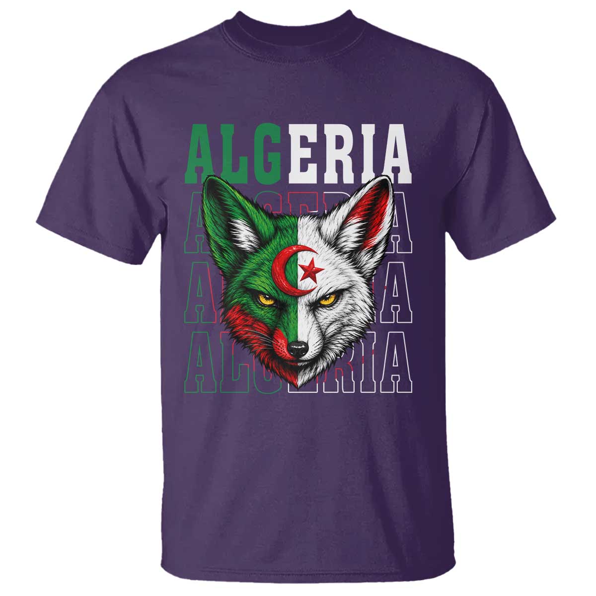 Algerian Fennec Fox Face Algeria National Flag Graphic T Shirt Proud North African Desert Animal