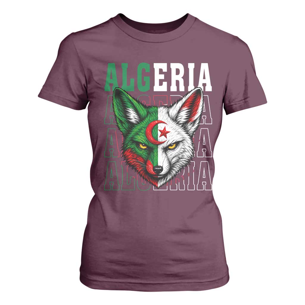 Algerian Fennec Fox Face Algeria National Flag Graphic T Shirt For Women Proud North African Desert Animal