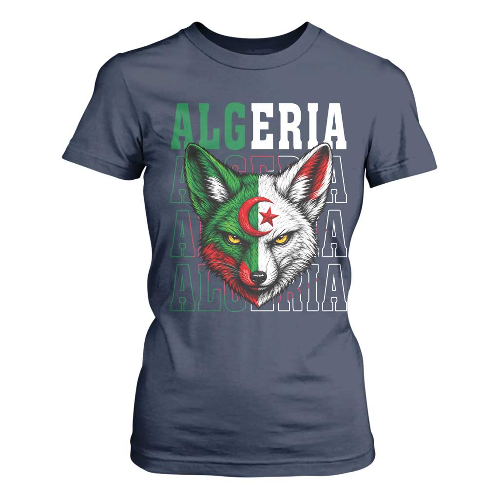 Algerian Fennec Fox Face Algeria National Flag Graphic T Shirt For Women Proud North African Desert Animal
