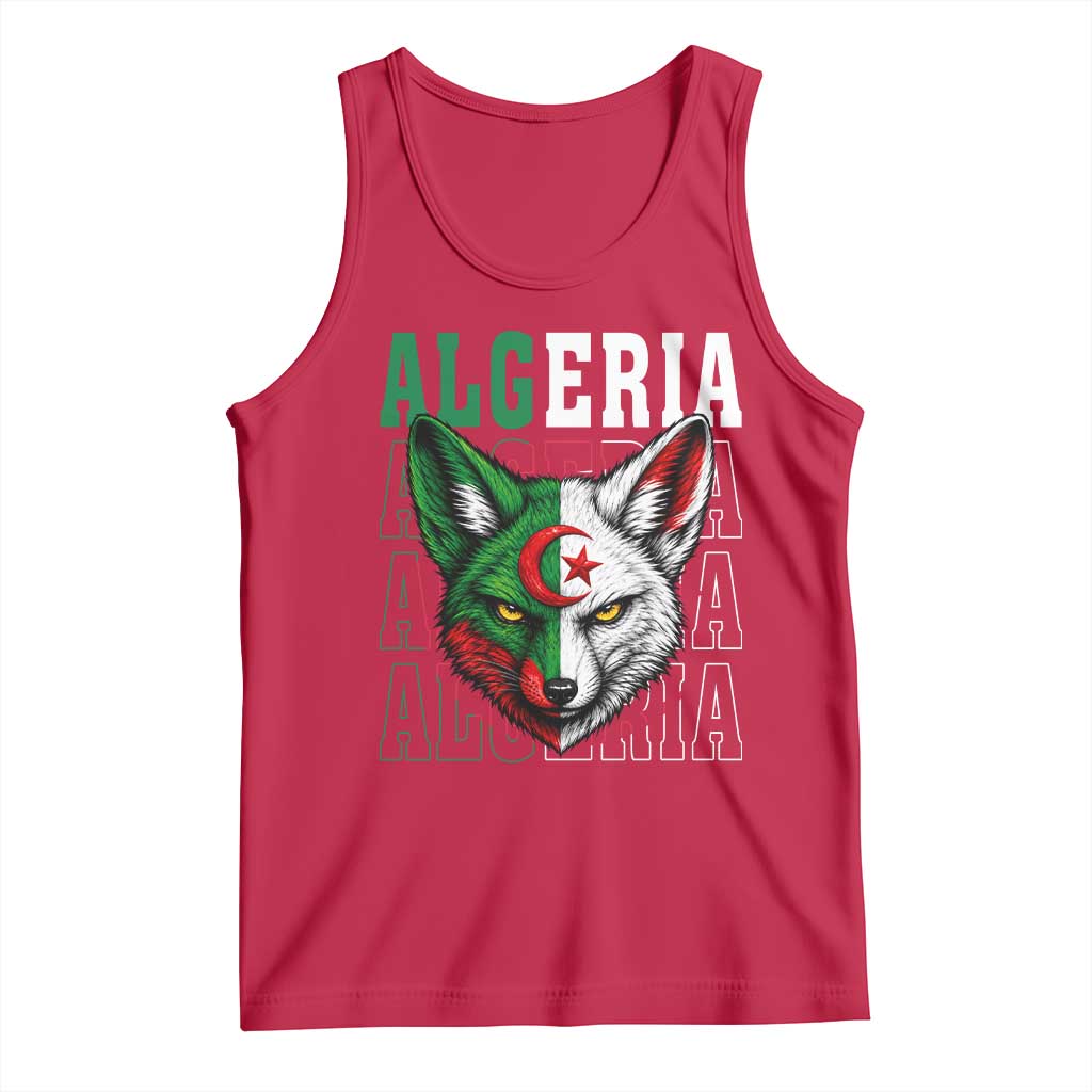 Algerian Fennec Fox Face Algeria National Flag Graphic Tank Top Proud North African Desert Animal