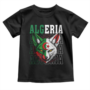 Algerian Fennec Fox Face Algeria National Flag Graphic Toddler T Shirt Proud North African Desert Animal