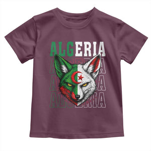 Algerian Fennec Fox Face Algeria National Flag Graphic Toddler T Shirt Proud North African Desert Animal
