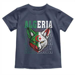 Algerian Fennec Fox Face Algeria National Flag Graphic Toddler T Shirt Proud North African Desert Animal