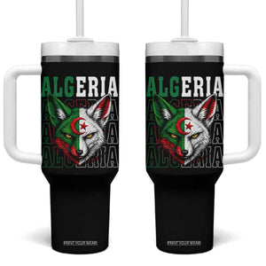 Algerian Fennec Fox Face Algeria National Flag Graphic Tumbler With Handle Proud North African Desert Animal TS02 One Size: 40 oz Black Print Your Wear