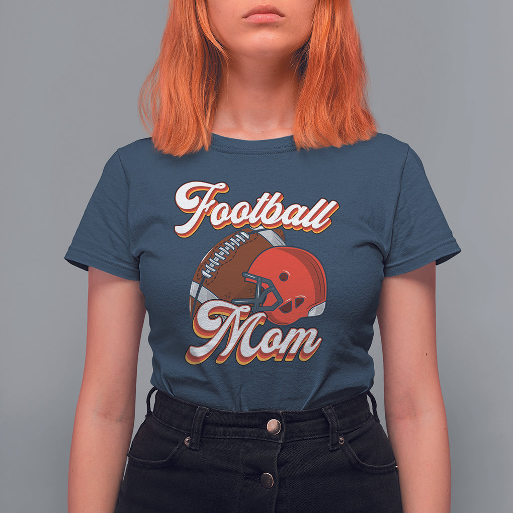 Football Mom T Shirt For Women Women Game Day Sunday Funday Rugby Helmet TS02 Navy Printyourwear