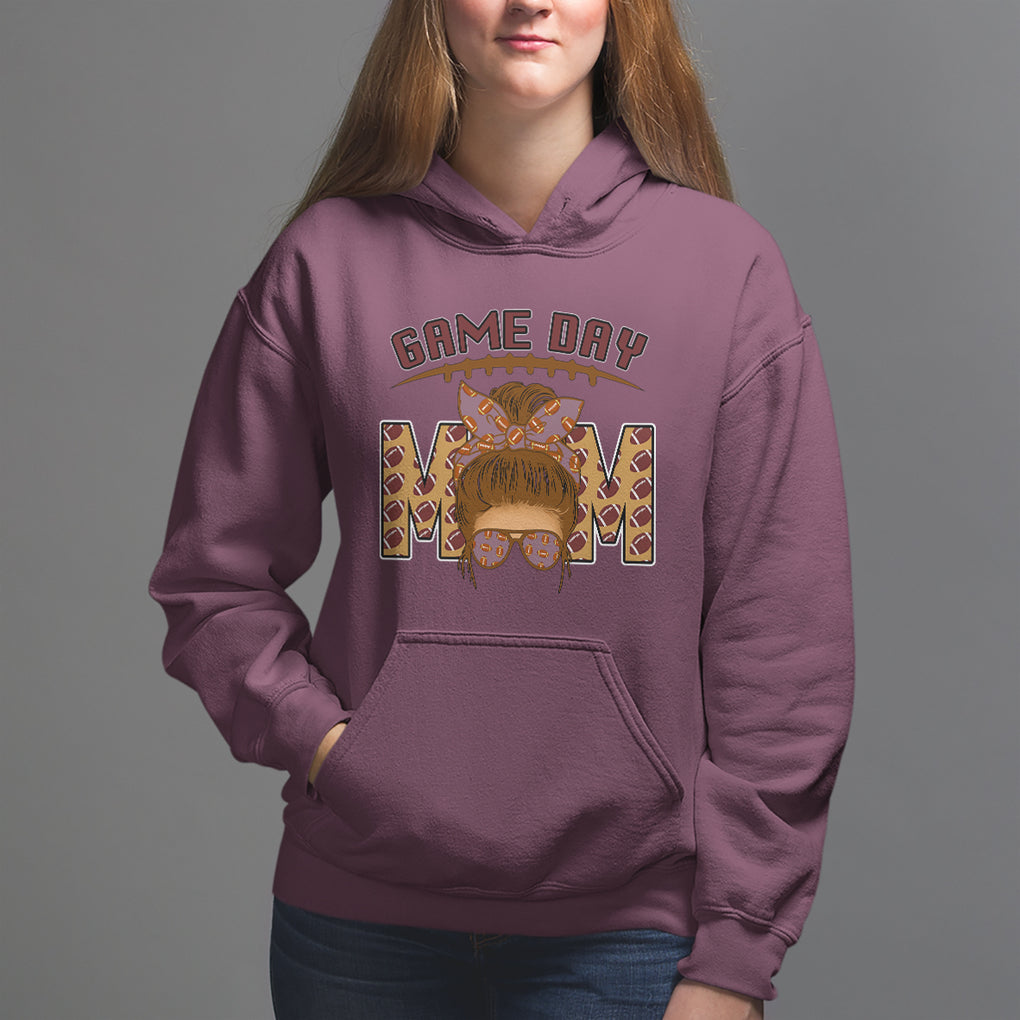 Football Mom Hoodie Women Game Day Sunday Funday Rugby Messy Bun TS02 Maroon Printyourwear