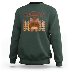 Football Mom Sweatshirt Women Game Day Sunday Funday Rugby Messy Bun TS02 Dark Forest Green Printyourwear