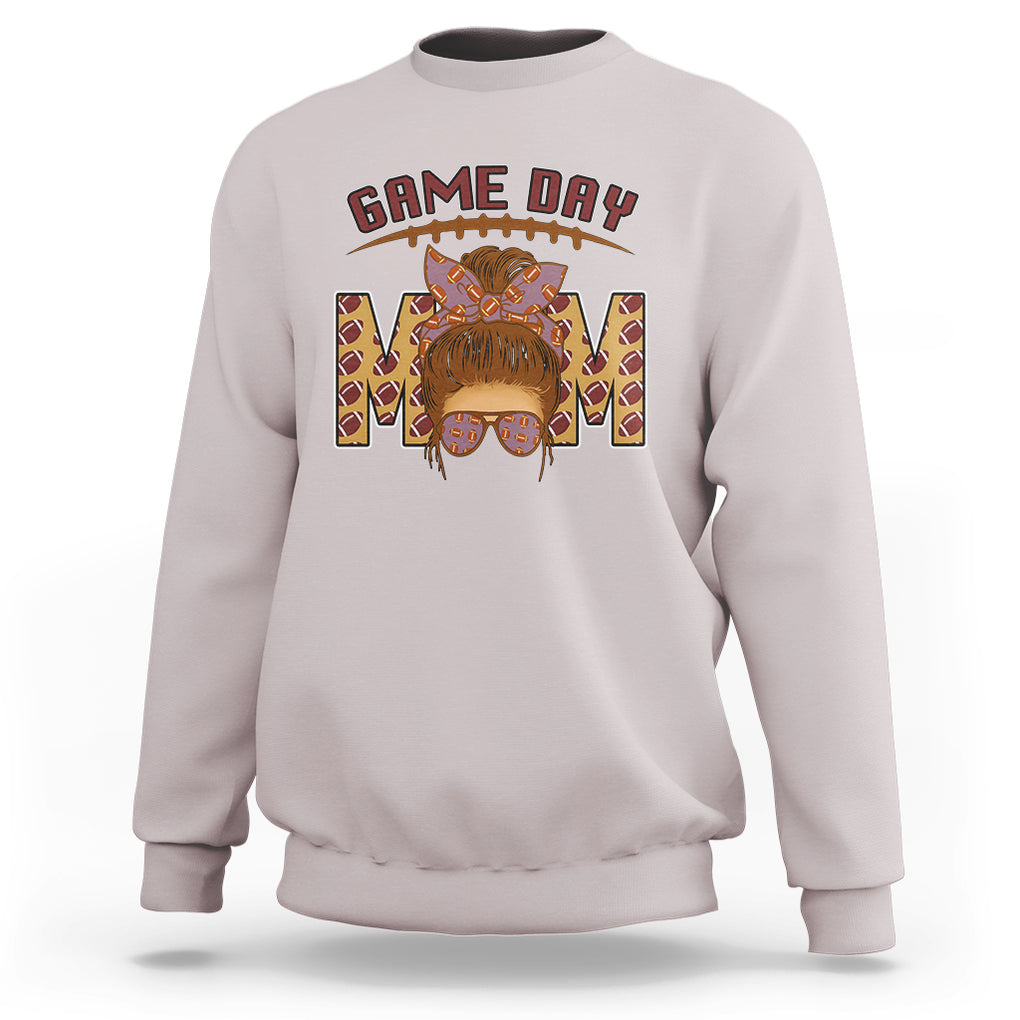 Football Mom Sweatshirt Women Game Day Sunday Funday Rugby Messy Bun TS02 Ice Gray Printyourwear