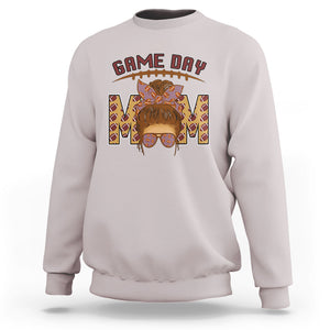 Football Mom Sweatshirt Women Game Day Sunday Funday Rugby Messy Bun TS02 Ice Gray Printyourwear