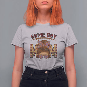 Football Mom T Shirt For Women Women Game Day Sunday Funday Rugby Messy Bun TS02 Ice Gray Printyourwear