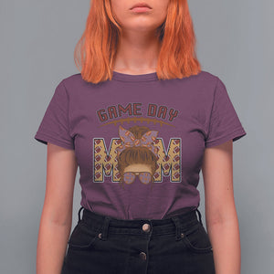 Football Mom T Shirt For Women Women Game Day Sunday Funday Rugby Messy Bun TS02 Maroon Printyourwear