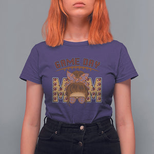 Football Mom T Shirt For Women Women Game Day Sunday Funday Rugby Messy Bun TS02 Purple Printyourwear