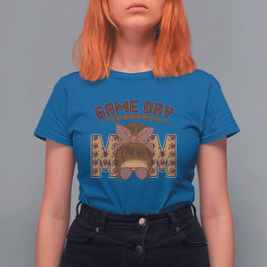Football Mom T Shirt For Women Women Game Day Sunday Funday Rugby Messy Bun TS02 Royal Blue Printyourwear
