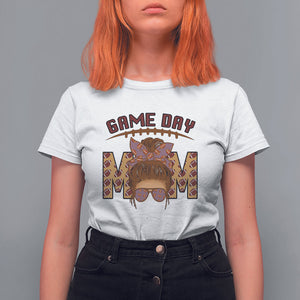 Football Mom T Shirt For Women Women Game Day Sunday Funday Rugby Messy Bun TS02 White Printyourwear