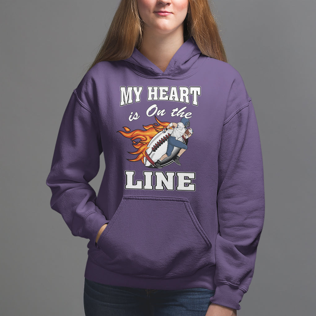 Football Mom Hoodie My Heart Is On That Line Rugby Player TS02 Purple Printyourwear