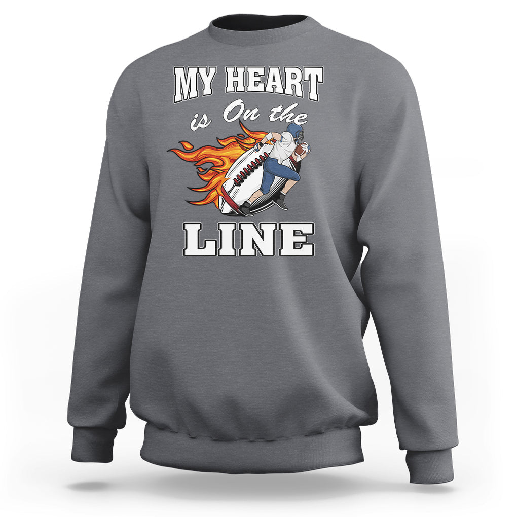 Football Mom Sweatshirt My Heart Is On That Line Rugby Player TS02 Charcoal Printyourwear