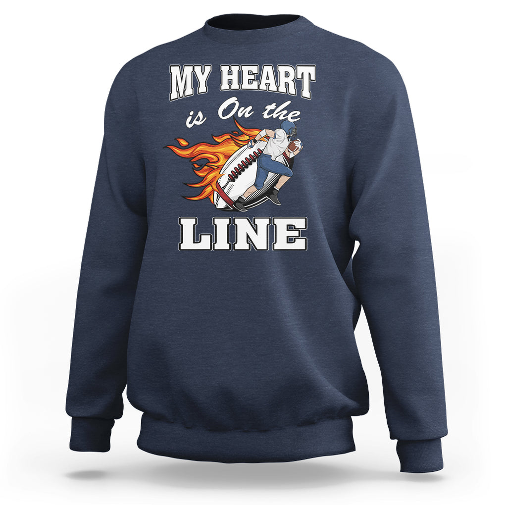 Football Mom Sweatshirt My Heart Is On That Line Rugby Player TS02 Navy Printyourwear