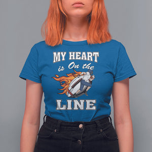 Football Mom T Shirt For Women My Heart Is On That Line Rugby Player TS02 Royal Blue Printyourwear